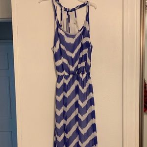 Blue and white chevron Dress long